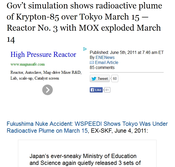 3 Gov’t simulation shows radioactive plume of Krypton-85 over Tokyo March 15 — Reactor No. 3 with MOX exploded March 14.jpg