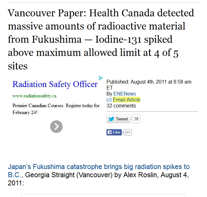 Vancouver Paper Health Canada detected massive amounts of radioactive material from Fukushima — Iodine-131 spiked above maximum allowed limit at 4 of 5 sites.jpg