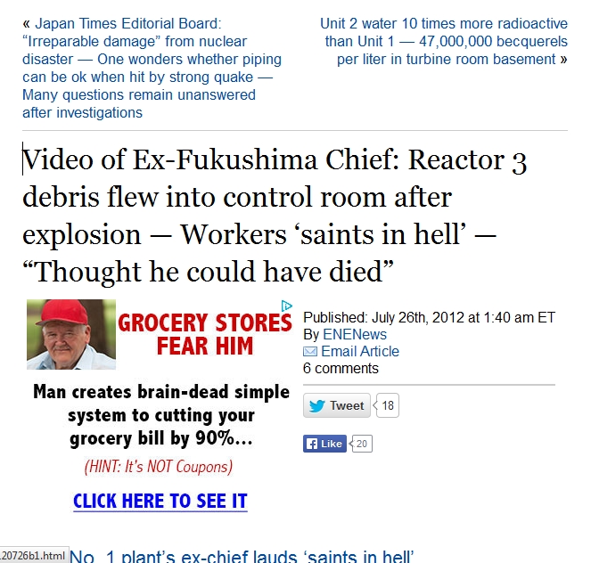 Video of Ex-Fukushima Chief Reactor 3 debris flew into control room after explosion — Workers ‘saints in hell’ — “Thought he could have died”.jpg