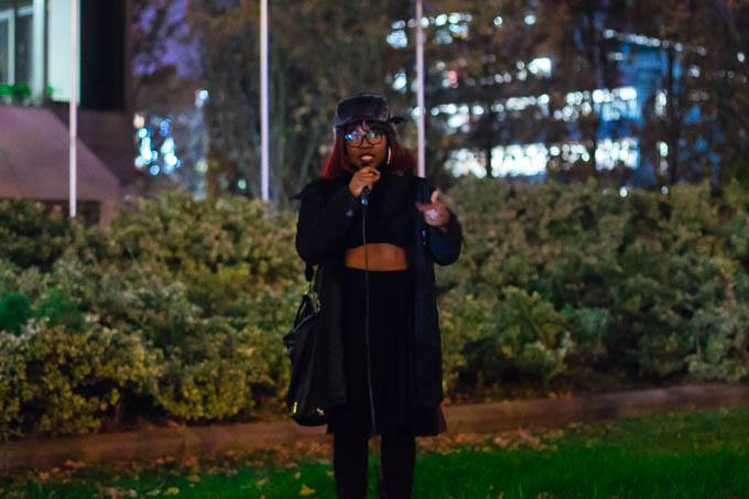 Tanya speaking at the Black Hair is Beautiful Rally (photo by Jalanie Morgan)