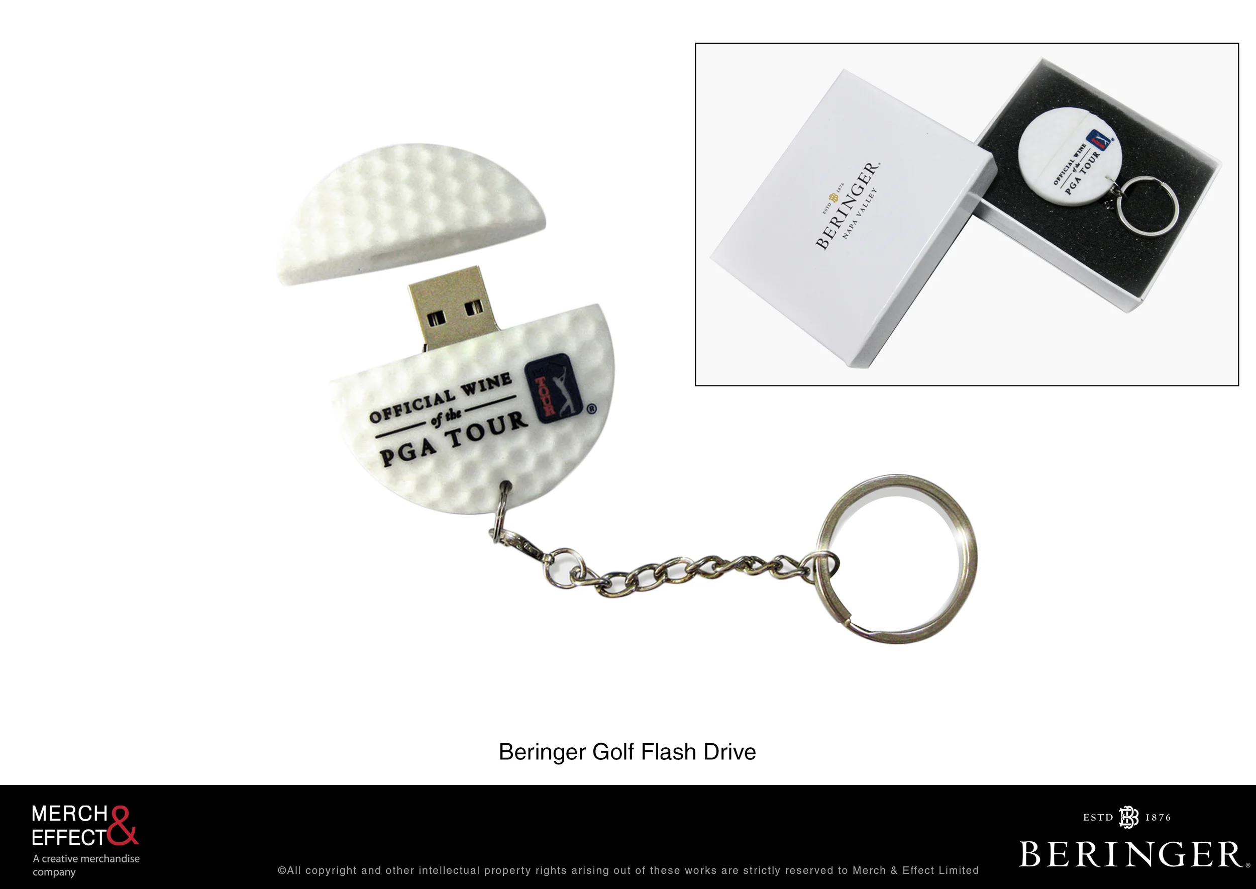  If you are looking for a fitting memento to include in your tour package or a practical marketing souvenir, then this Beringer Golf Flash Drive is just the kind you should get.  Presented in the shape of a golf ball, which represents Beringer's bein