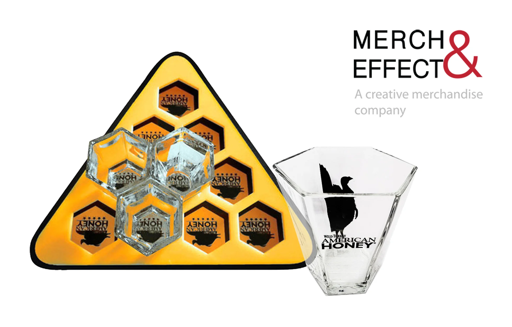 Glasses are also very versatile and has a very broad demographic appeal. Everyone can appreciate a unique, fun, and creative way of enjoying the product that they have just bought. Also, there are many ways to integrate your brand in the design. The honeycomb design of this tray and shot glass for American Honey instantly recalls the brand's name and adds so much to the presentation. It also gives the ease of carrying them without having to worry about them slipping off the tray thanks to the innovative and complementing design of the tray and shot glasses.