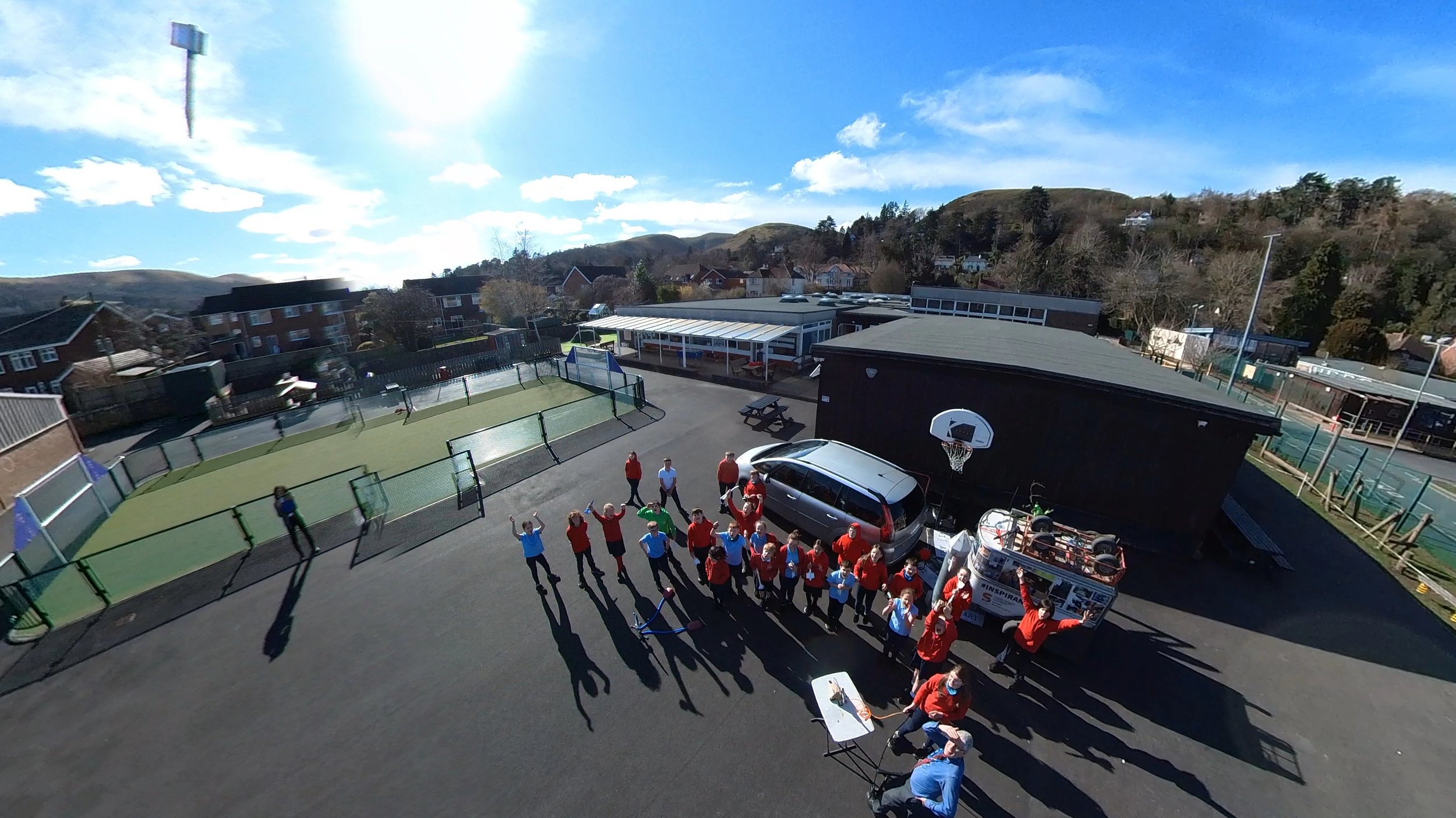 STEAM Co OurMillion22 launch day at St Lawrence Primary - a paper air rocket launched by Mr Alan Brannen - Headteacher renters earths atmosphere .JPG