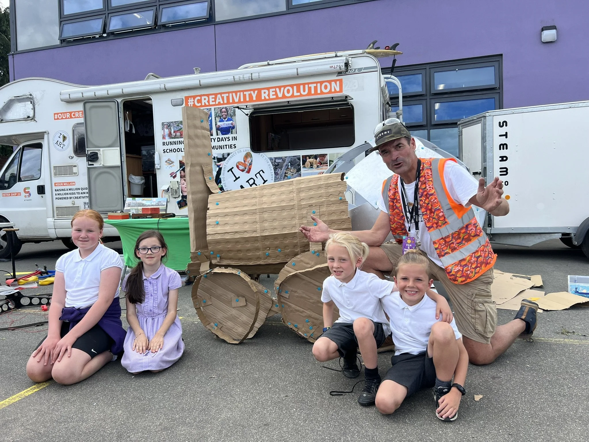 Nick with cardboard locomotion at Galley Hill Primary Teesside.JPEG