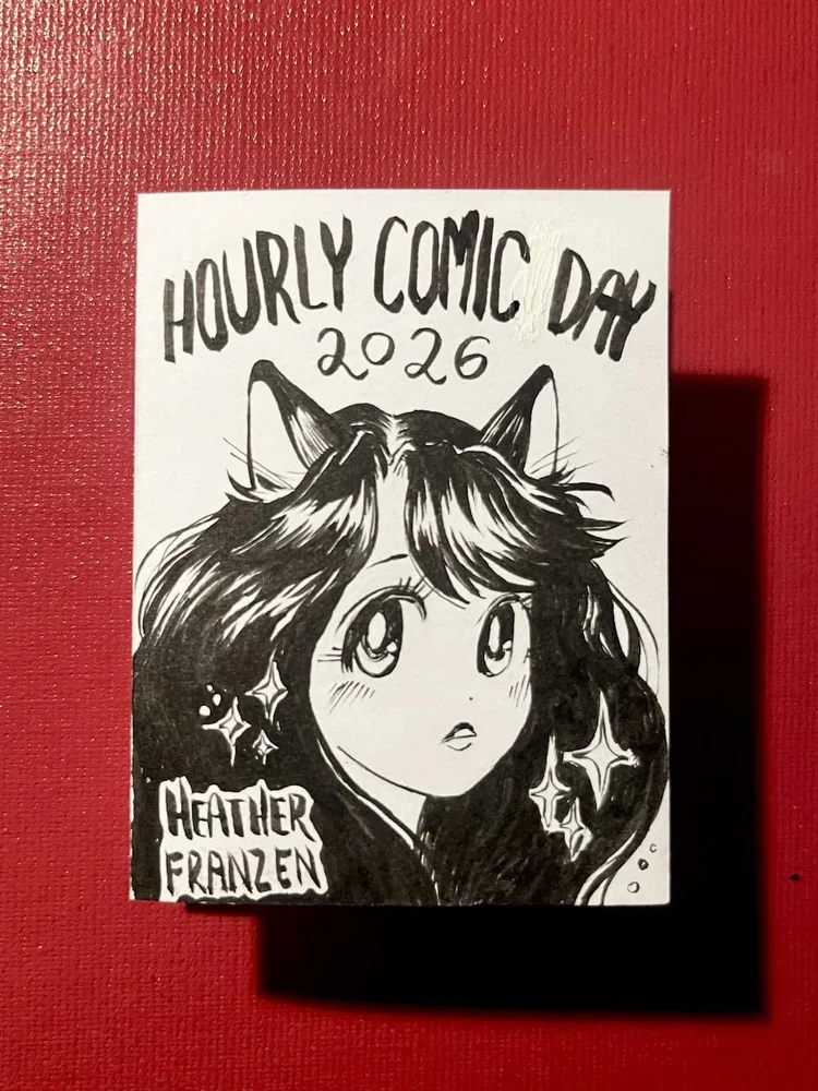 The cover of my mini zine with a drawing of a catgirl in Sailor Moon style.