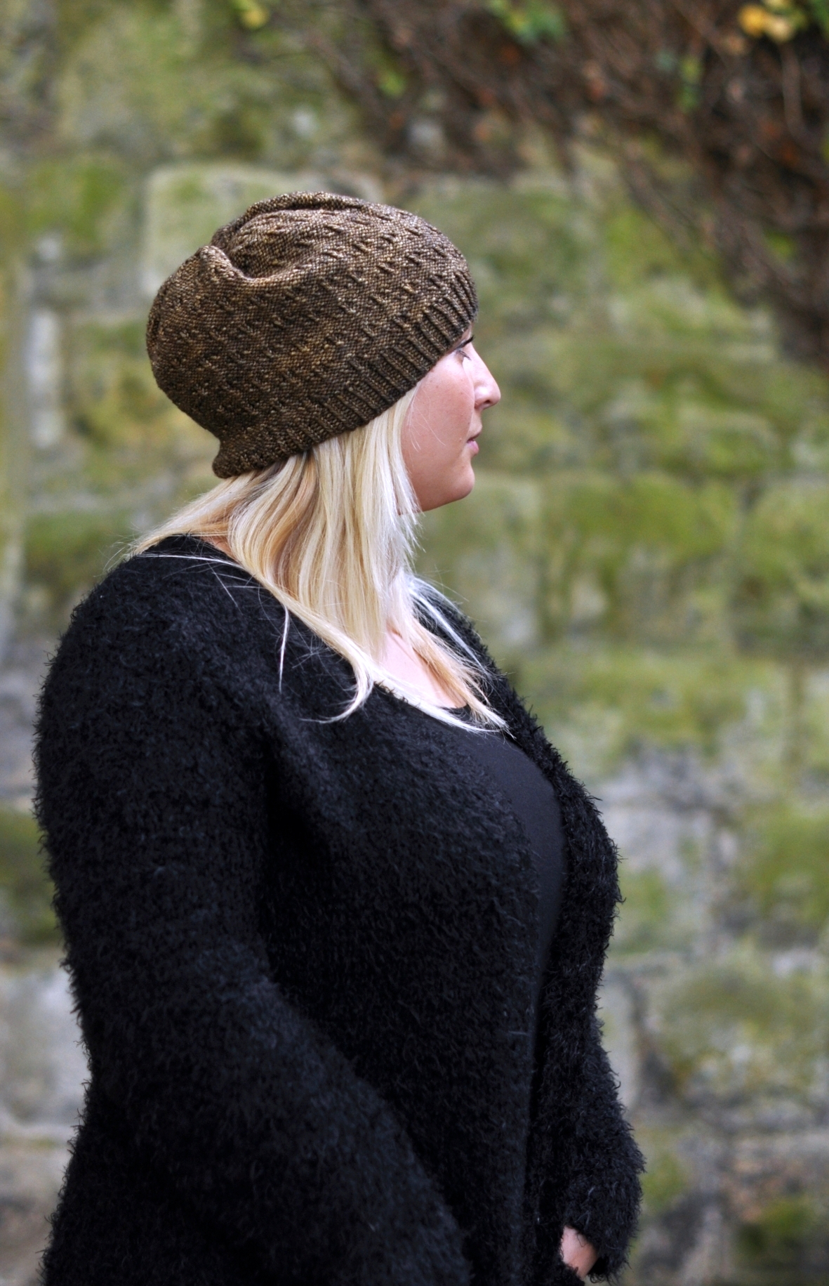 Woodland Slouch textured Hat knitting pattern