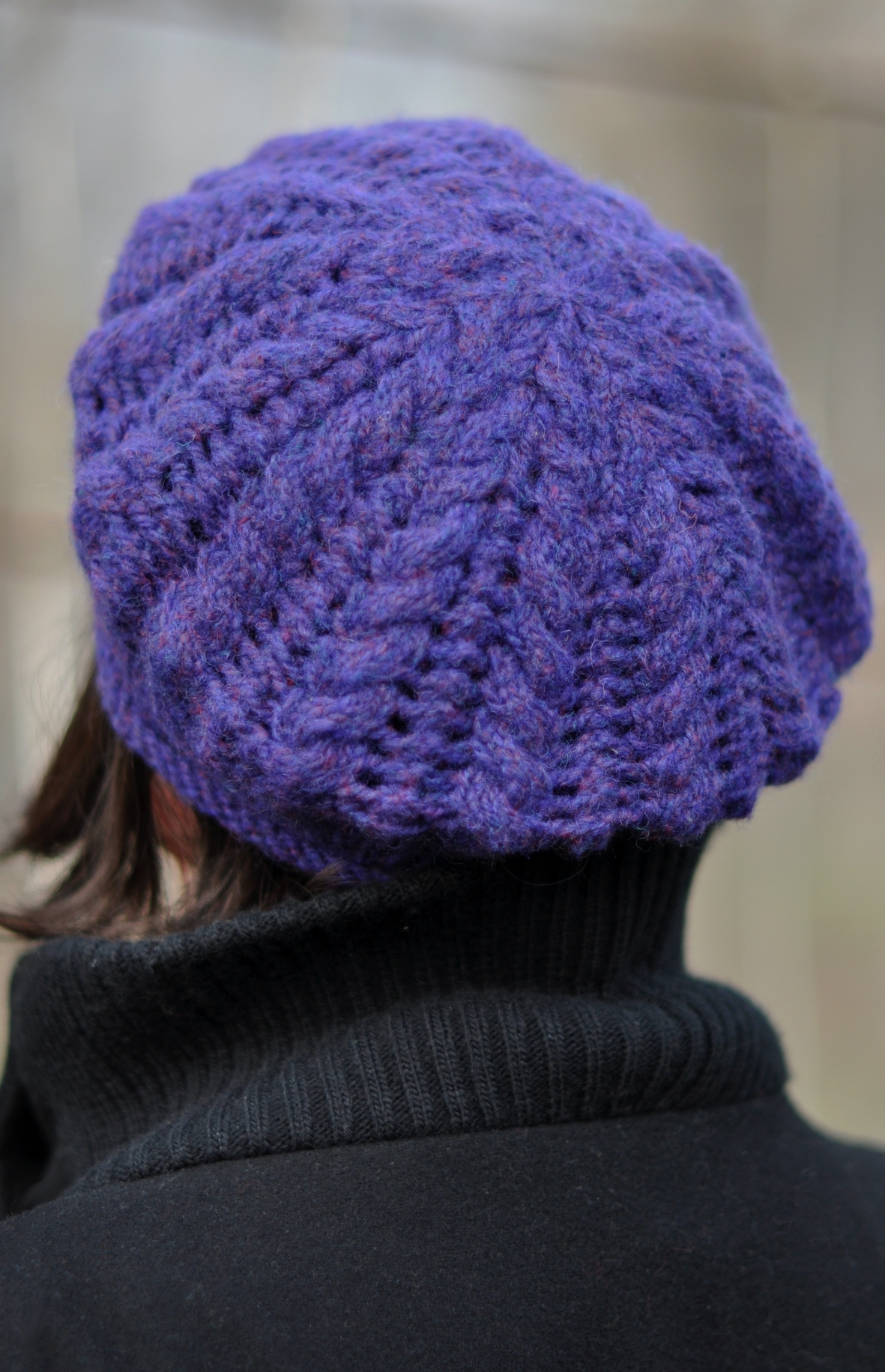 Elourne cable & lace beret knitting pattern