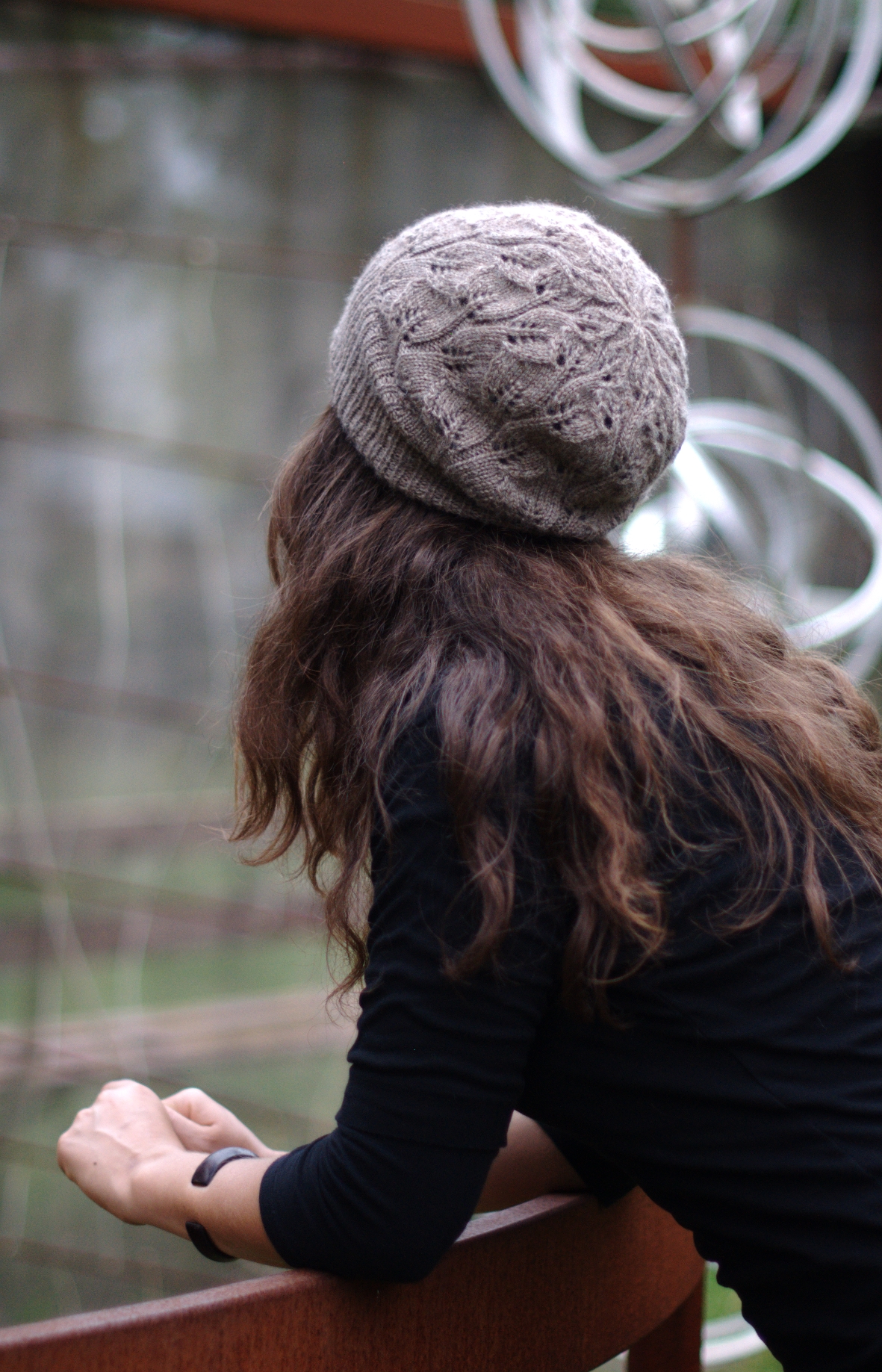 Everglade slouchy lace Hat knitting pattern