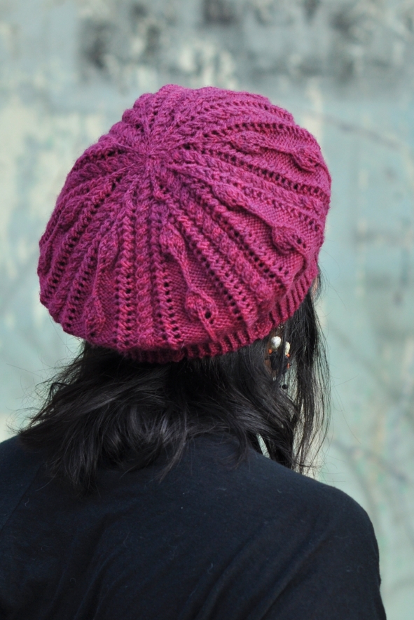 Bellefleur cable & lace beret knitting pattern