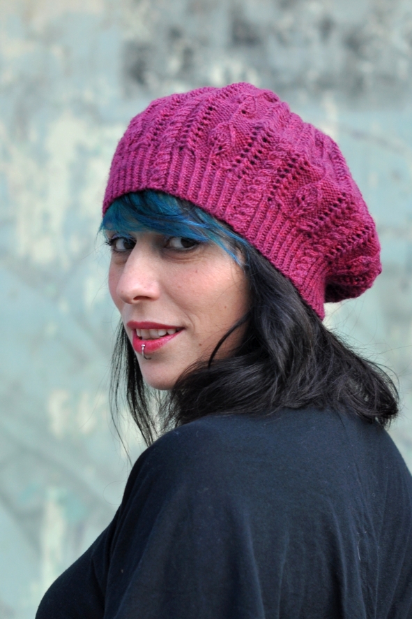 Bellefleur cable & lace beret knitting pattern