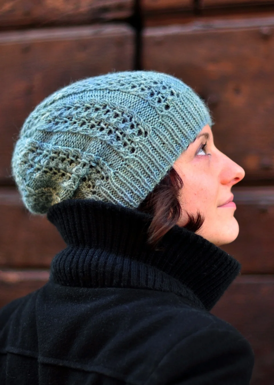 Castiel slouchy lace Hat knitting 