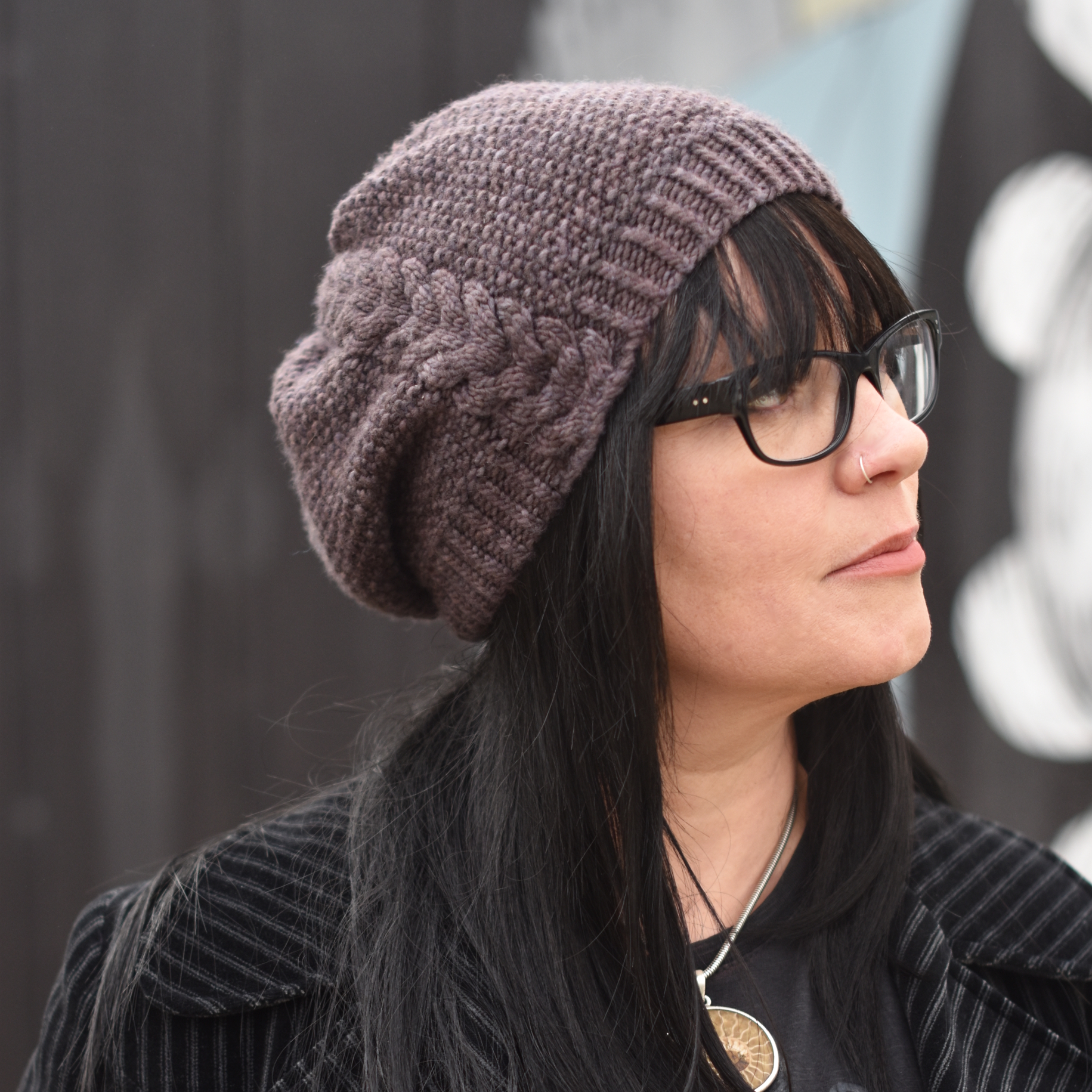 Kernmantle slouchy cable Hat knitting pattern