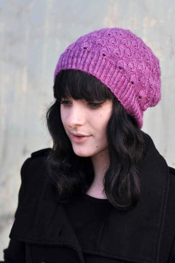 Pavone slouchy lace Hat knitting pattern