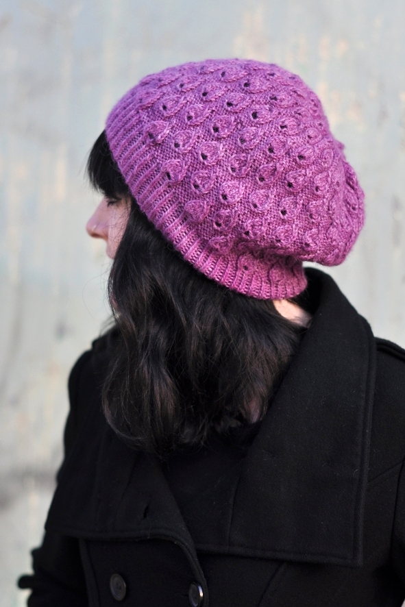 Pavone slouchy lace Hat knitting pattern