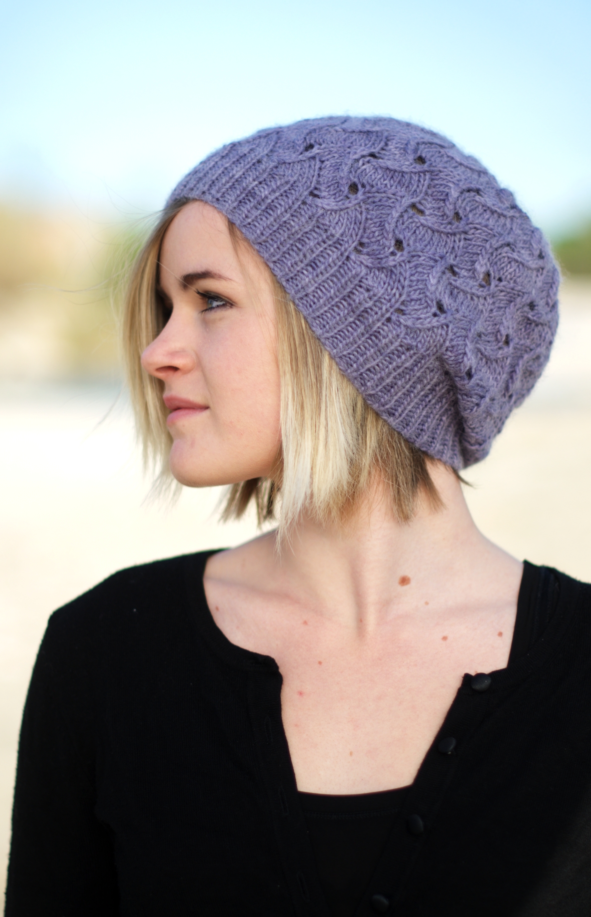 QL Slouch slouchy lace Hat knitting pattern