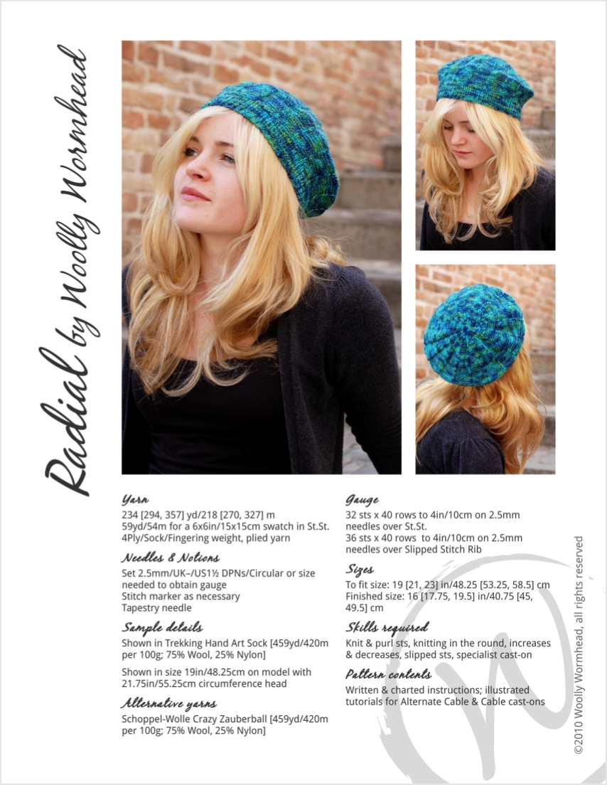 Radial variegated beret knitting pattern