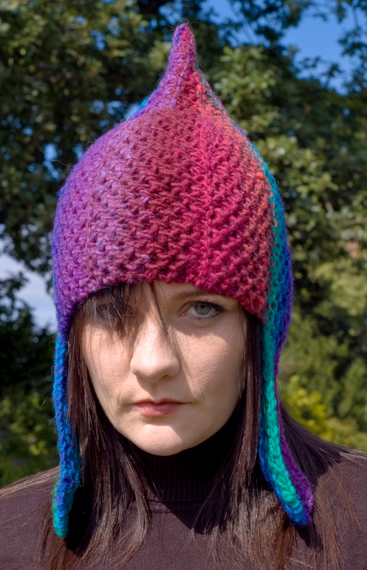 Rainbow Warrior chullo pixie Hat knitting pattern
