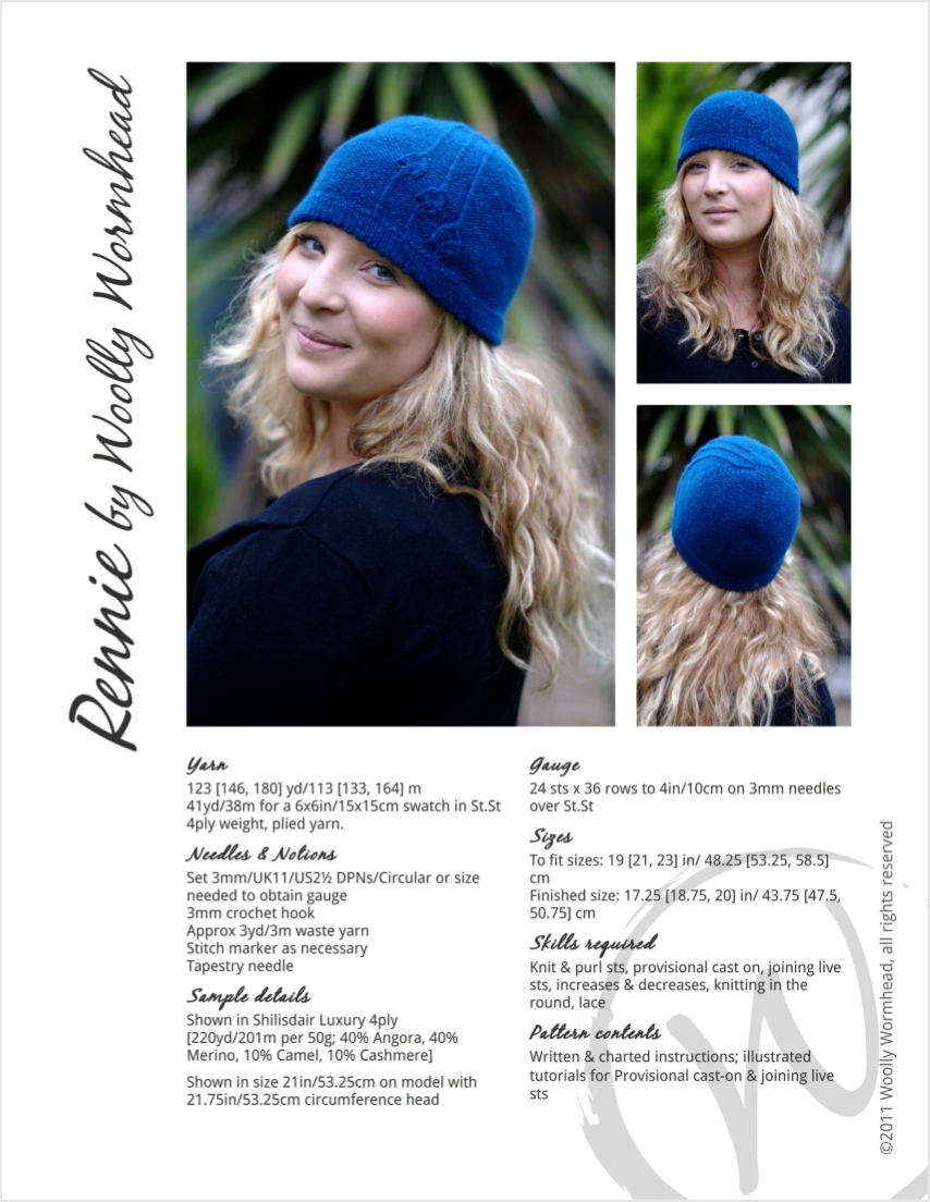 Rennie cloche Hat knitting pattern