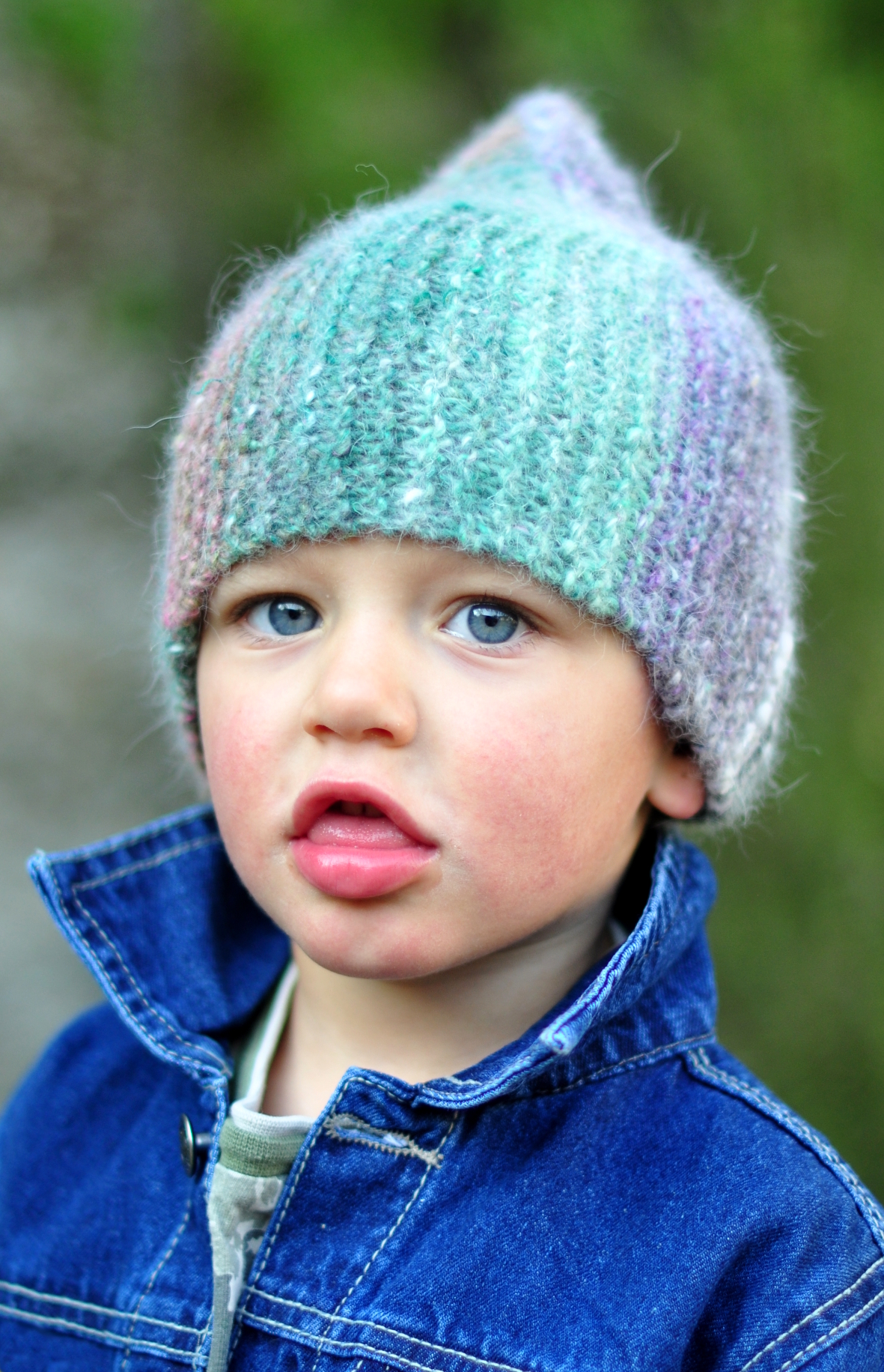 Rocketeer garter stitch sideways knit pixie Hat pattern