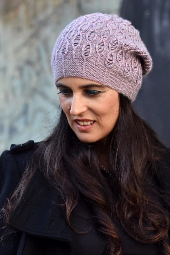 Rosalind slouchy cable and dropped stitch Hat knitting pattern