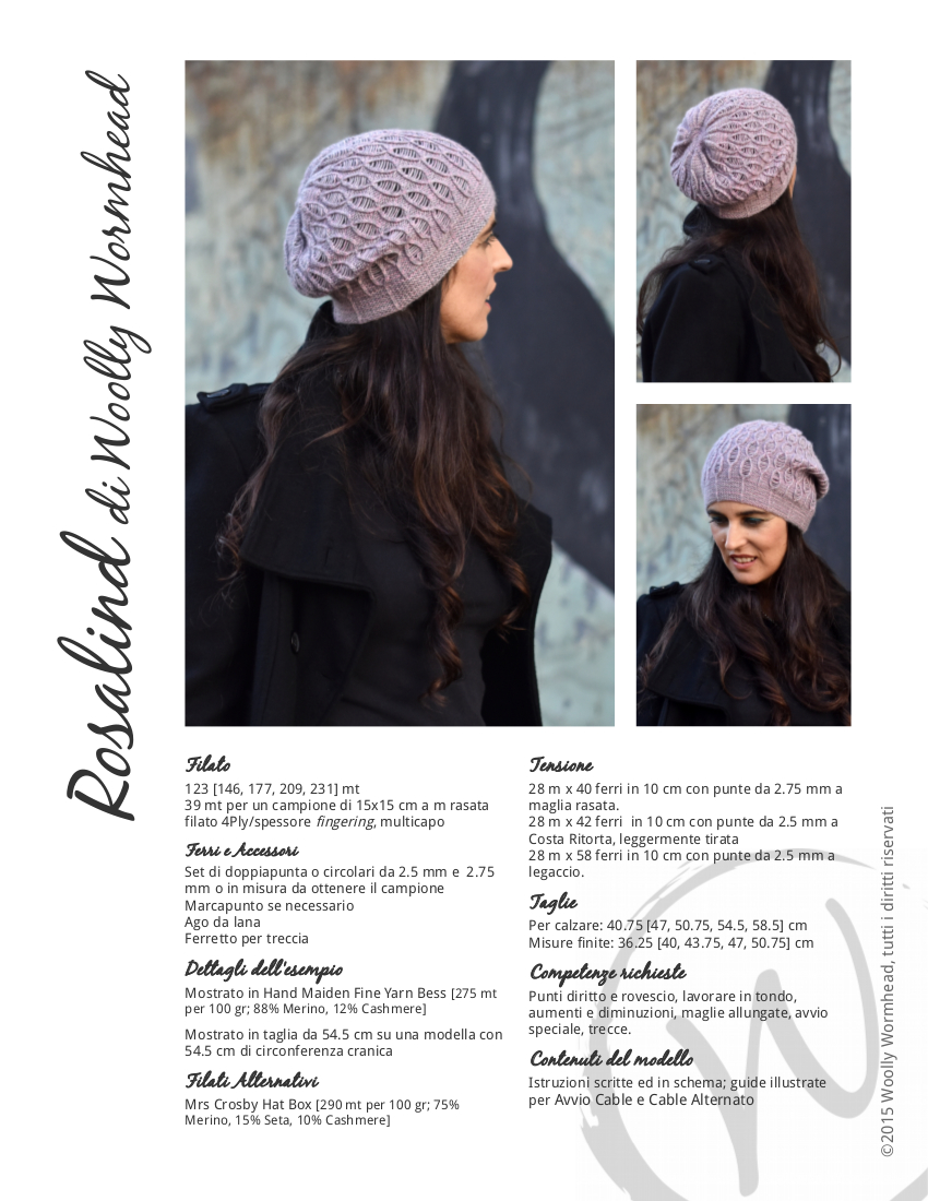 Rosalind slouchy cable and dropped stitch Hat knitting pattern