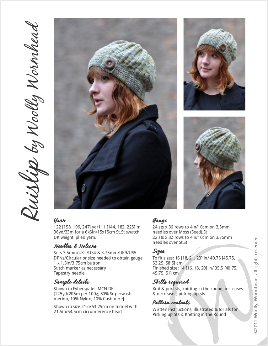 Ruislip vintage inspired cloche Hat knitting pattern