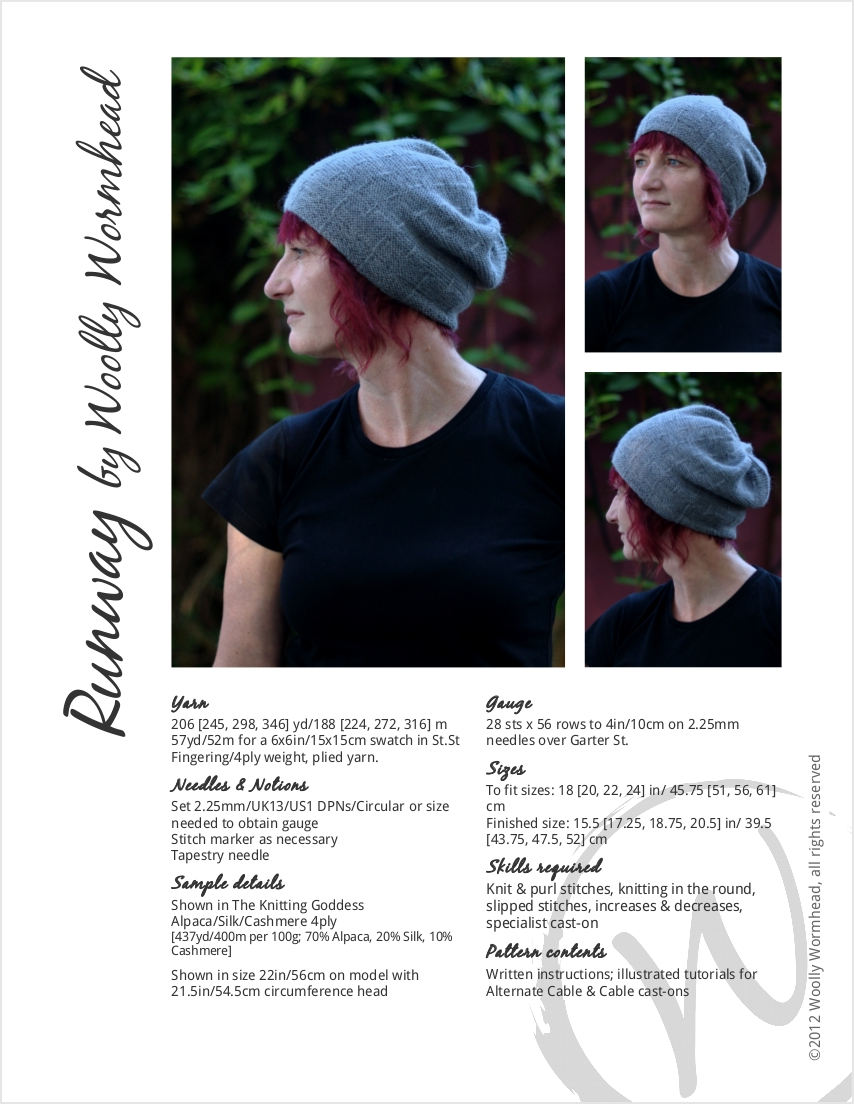 Runway textured slouchy Hat knitting pattern