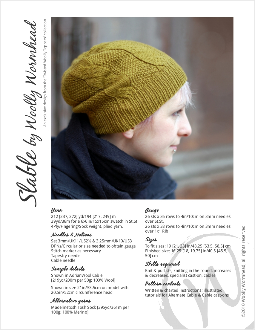 Slable slouchy cable Hat knitting pattern