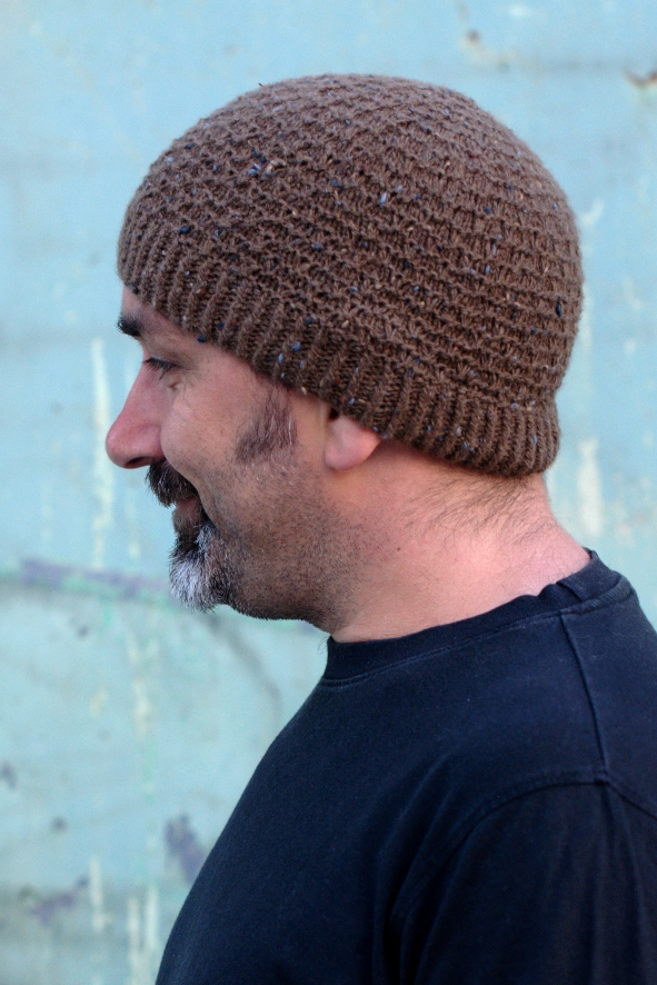 Slipped Ridge textured beanie knitting pattern