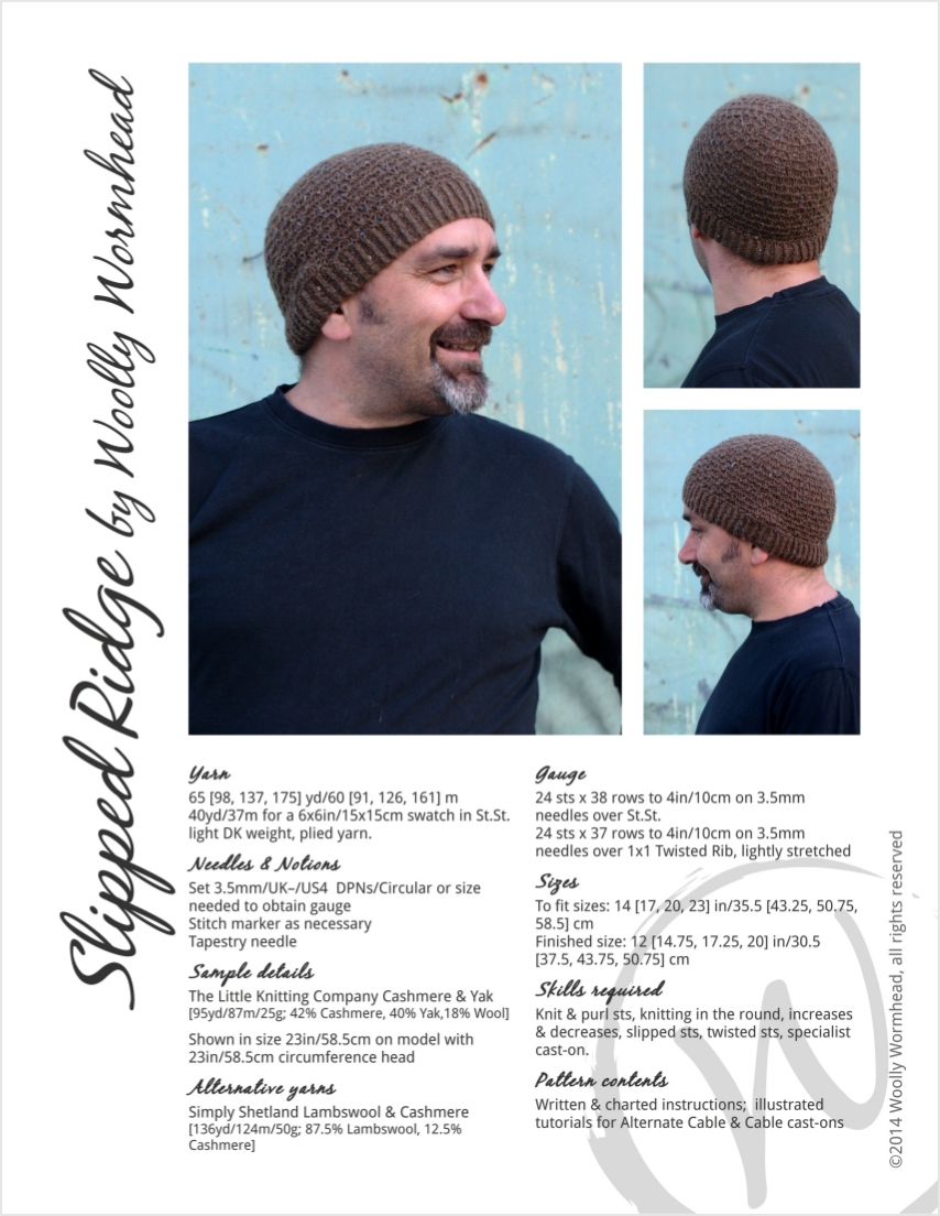 Slipped Ridge textured beanie knitting pattern