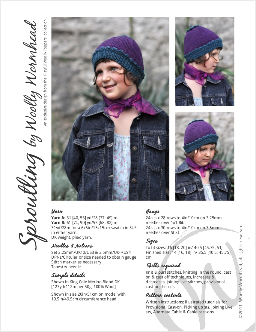 Sproutling beanie Hat knitting pattern for children