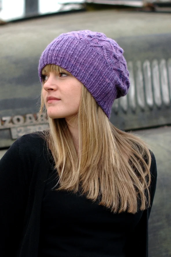 Starburst slouchy lace Hat knitting pattern