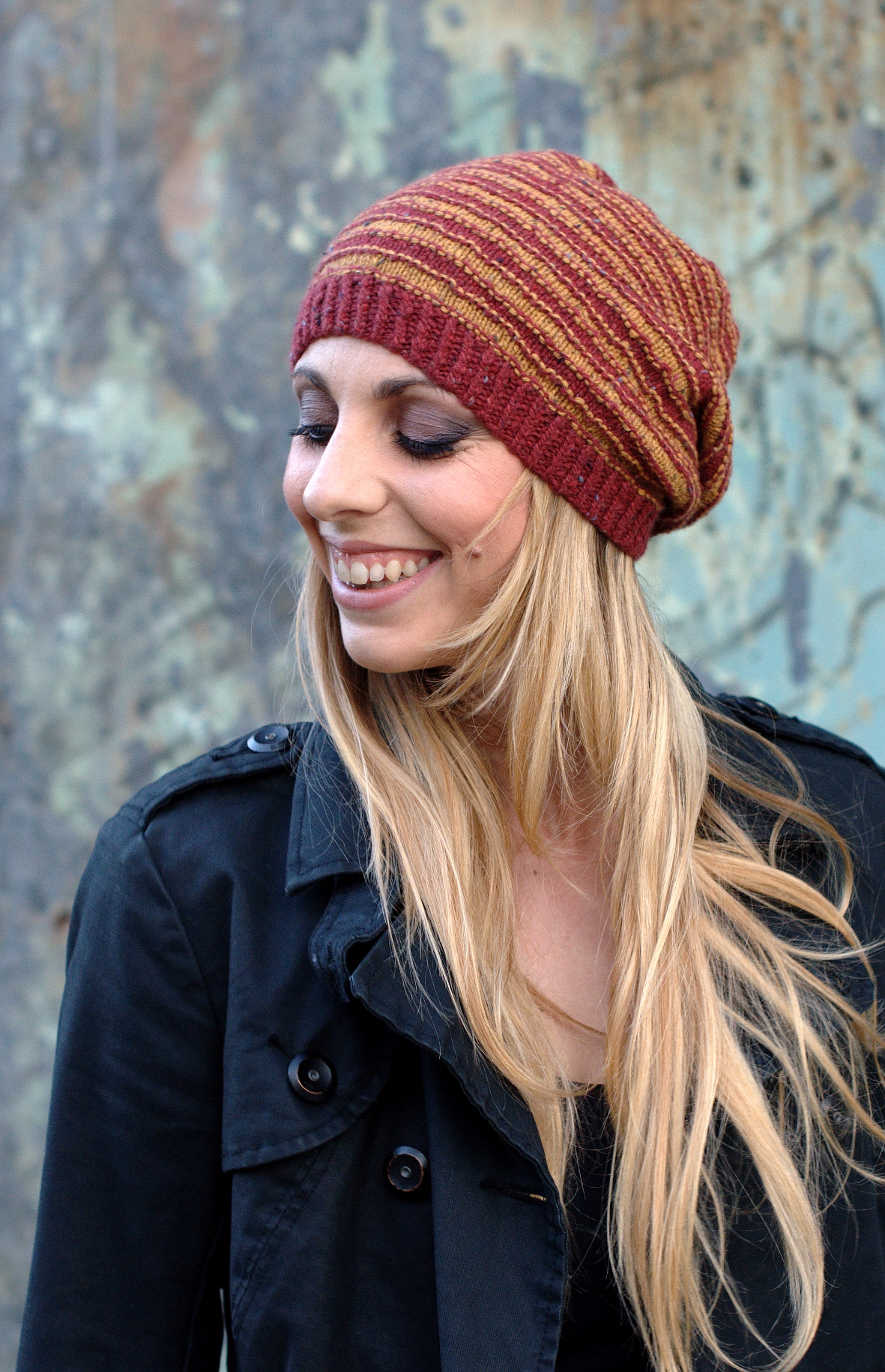 Striato beanie and slouchy striped Hat knitting pattern