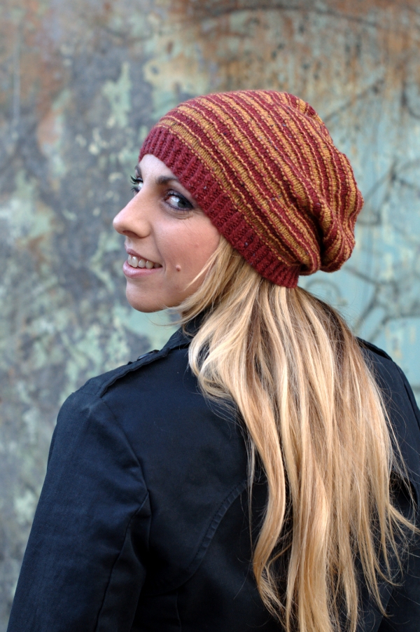 Striato beanie and slouchy striped Hat knitting pattern