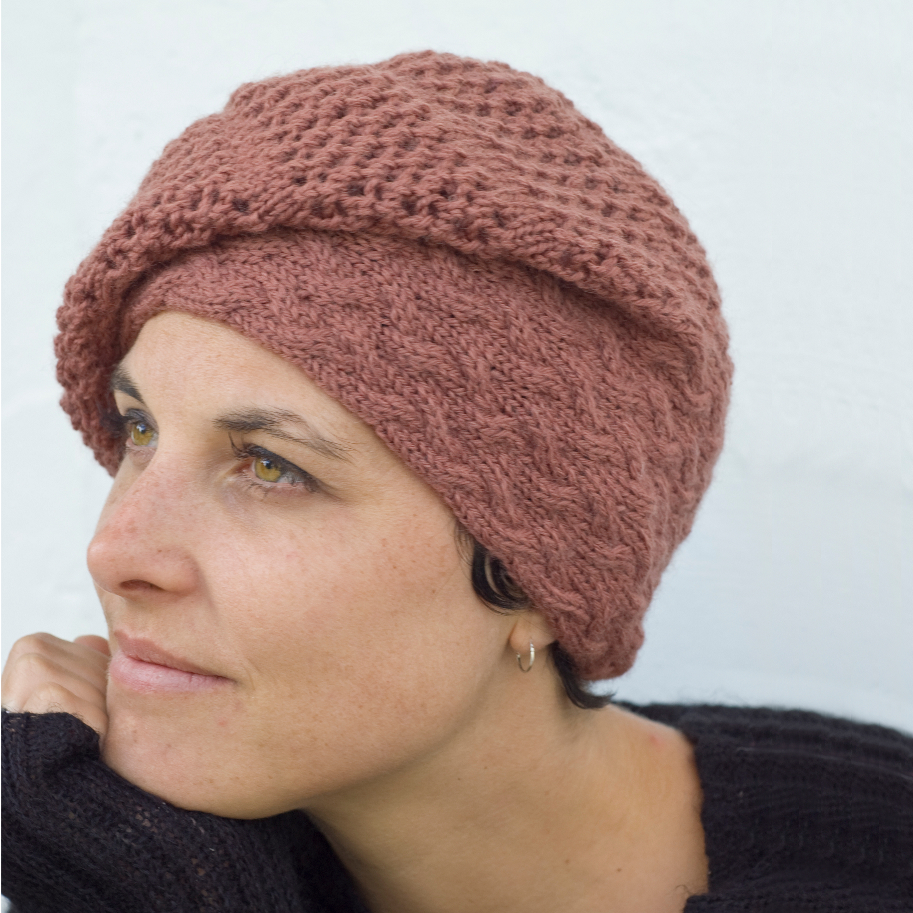 Strudel sideways knit slouchy lace Hat pattern