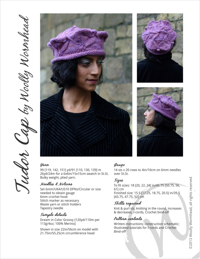 Tudor Cap sculptural Hat hand knitting pattern