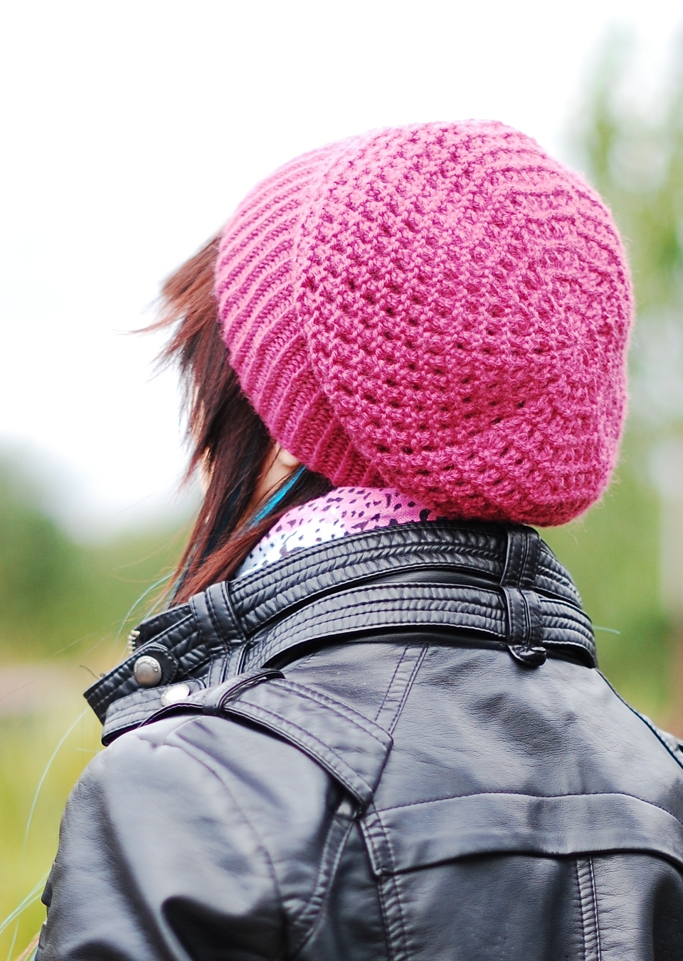 Waffle Slouch Hat hand knitting pattern 