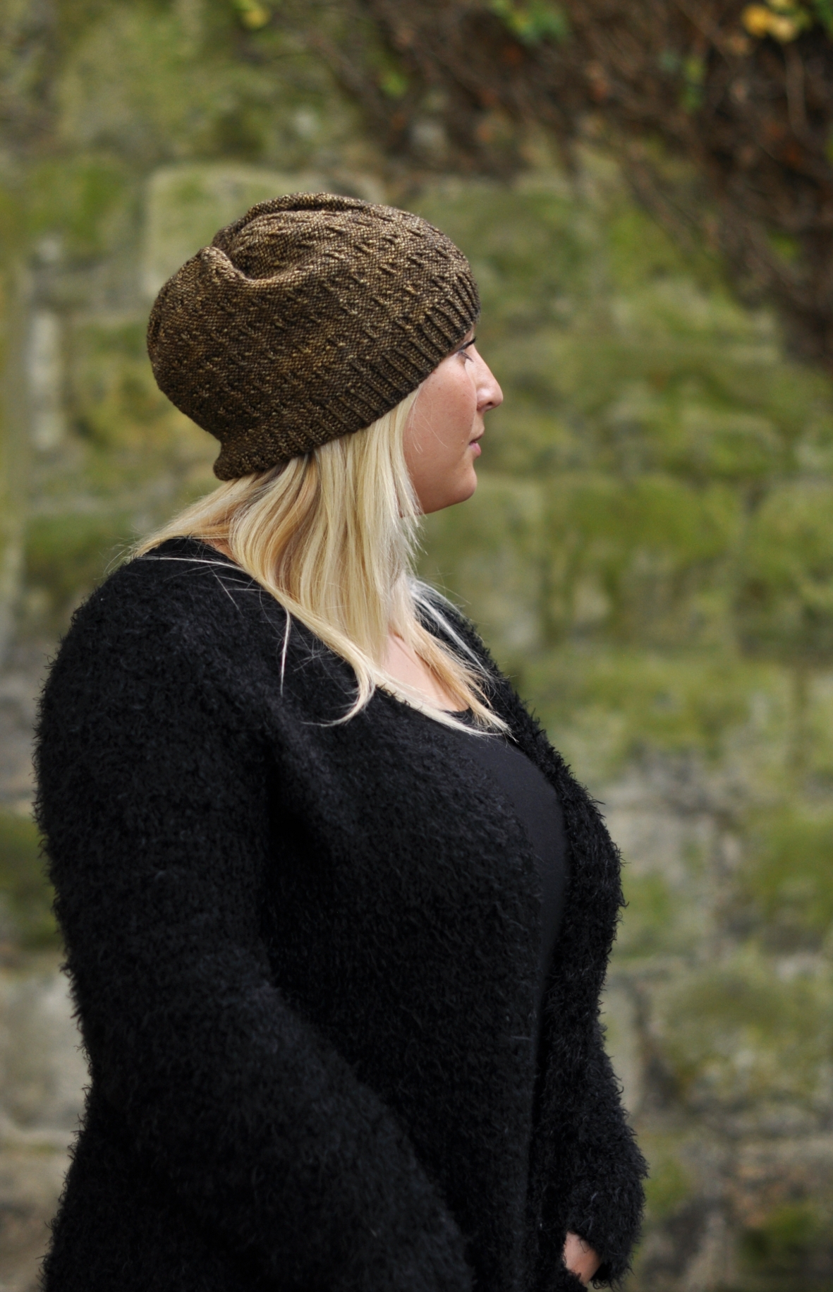 Woodland Slouch textured Hat knitting pattern