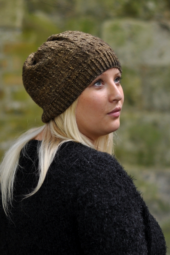 Woodland Slouch textured Hat knitting pattern