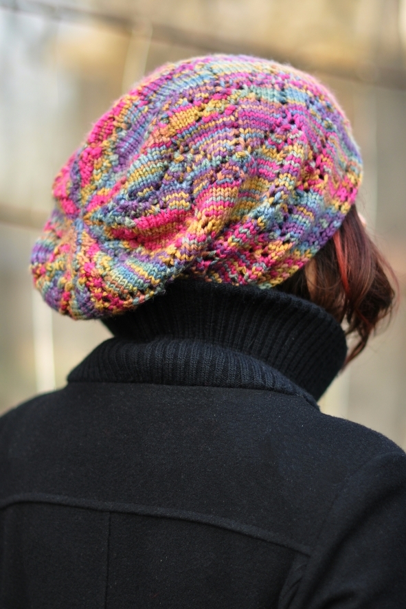 Ziggy sideways knit lace Hat pattern for hand dyed yarns
