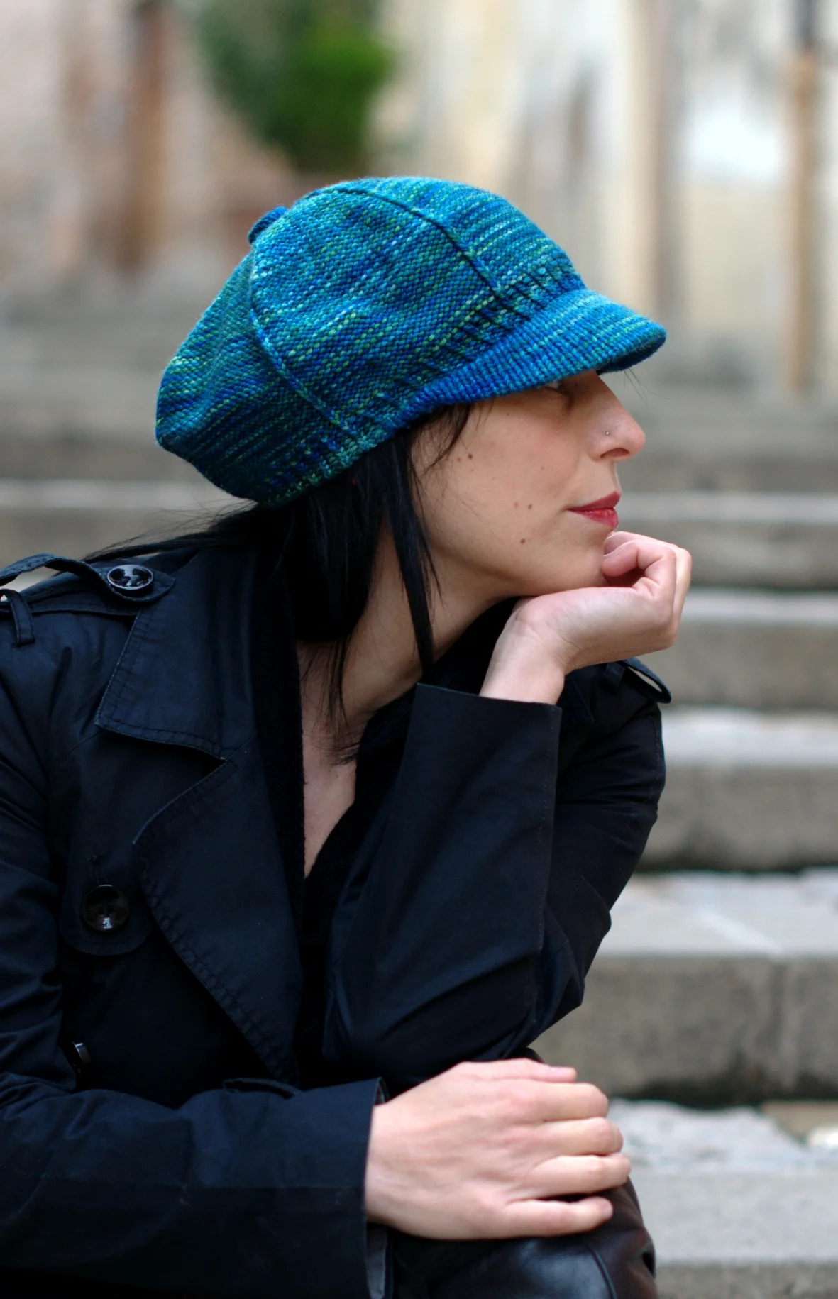 Camden Cap retro peak billed Hat knitting pattern