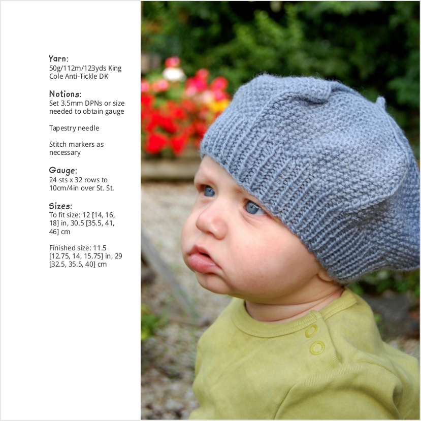 Waltzer textured beret knitting pattern for babies and children