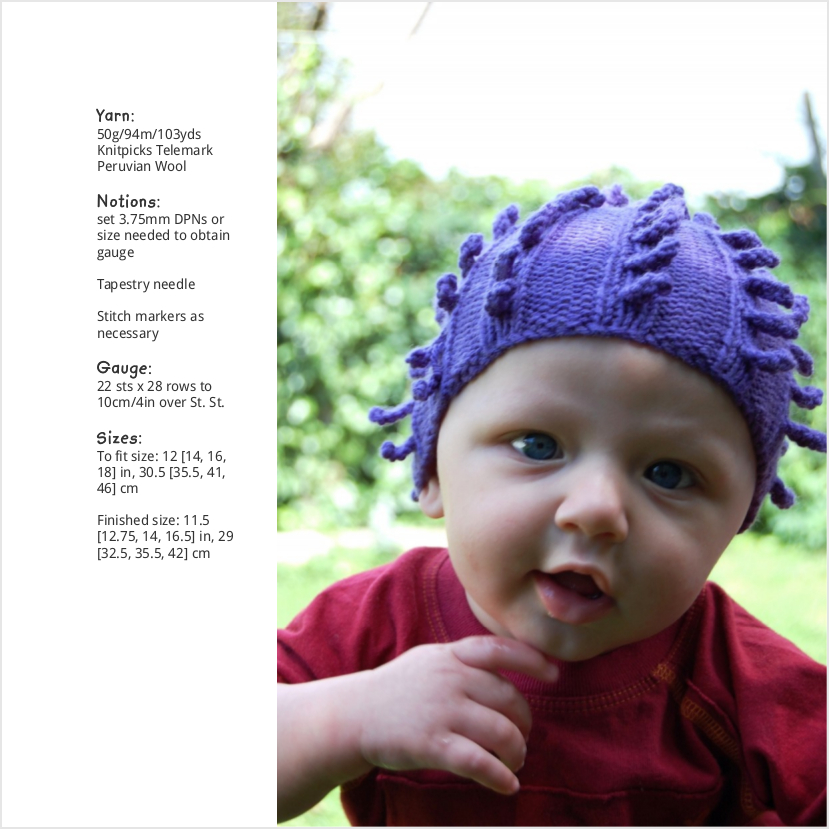 Porcupine textured Hat knitting pattern for babies and children