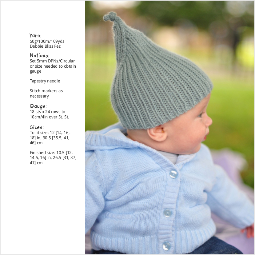 Elfin ribbed pixie Hat for babies and children