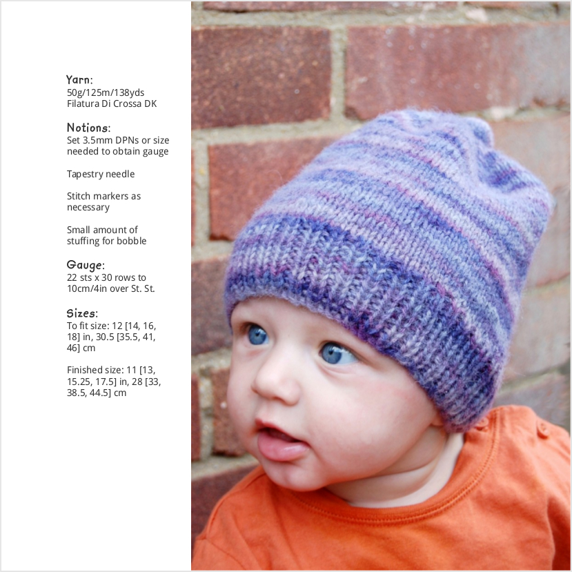 Doodie slouchy beanie knitting pattern for babies and children