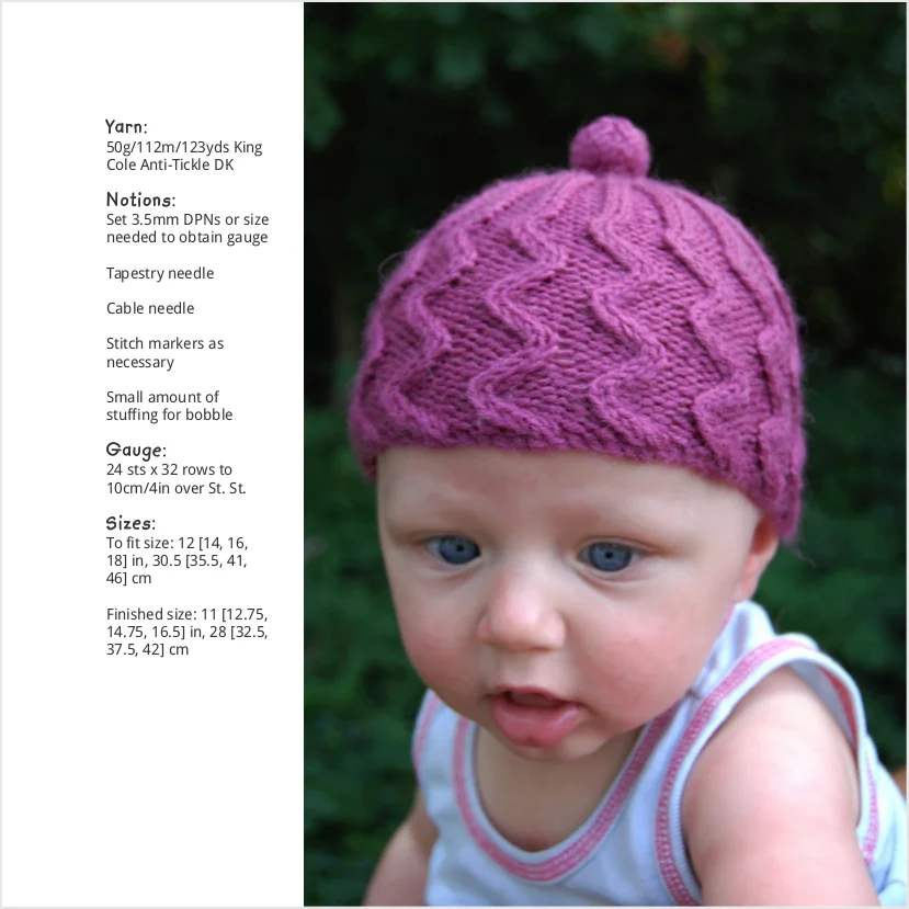 Cupcake cable beanie knitting pattern for babies and children