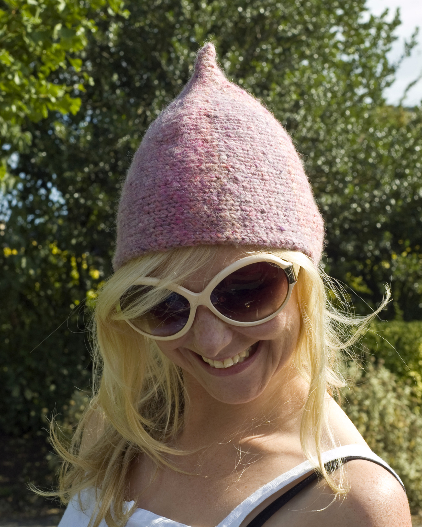 Pickelhaube sideways knit pixie Hat pattern