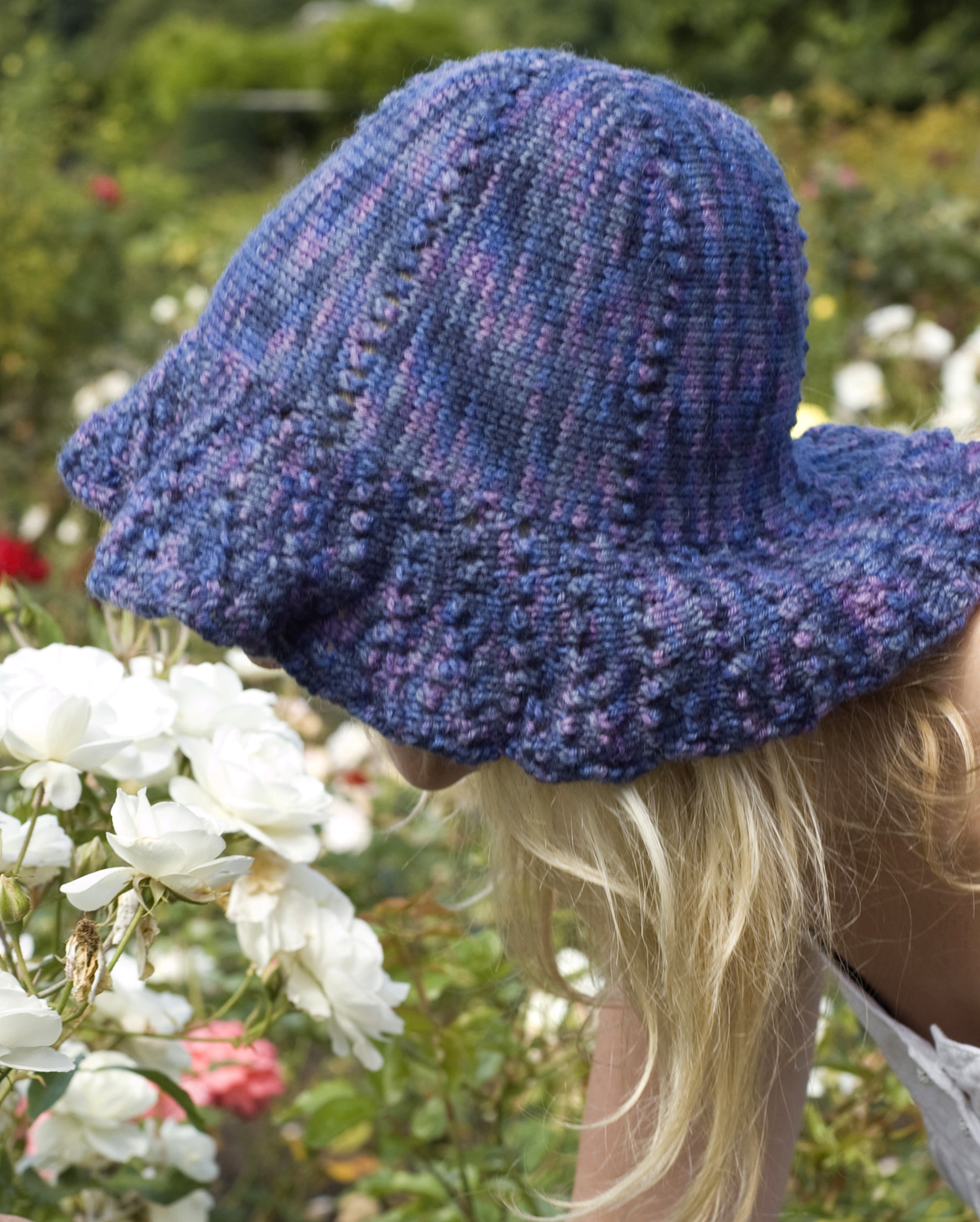 Daisy sideways knit summer lace brimmed Hat pattern