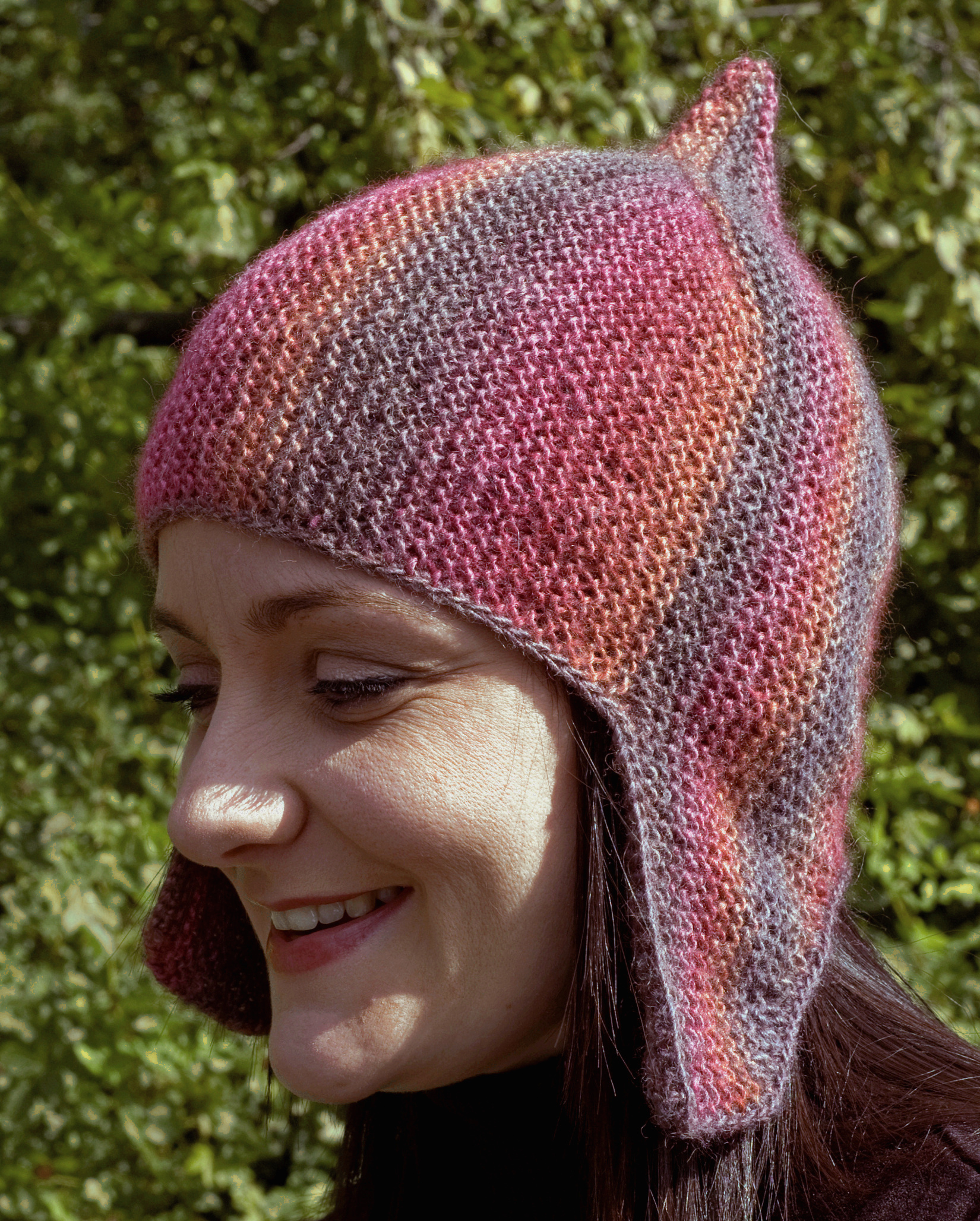 Centuria sideways knit chullo pixie helmet Hat pattern