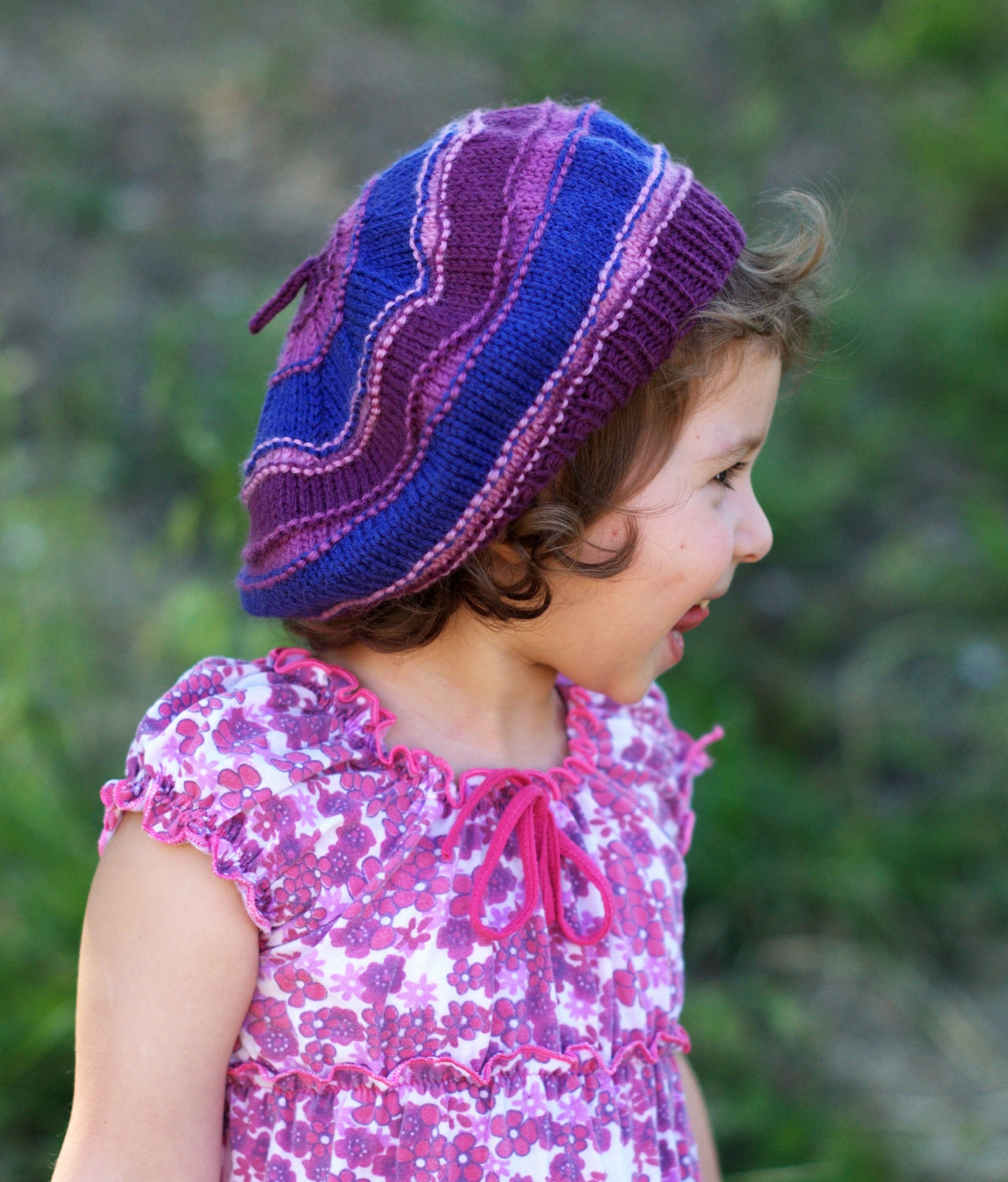 Corby striped childrens beret knitting pattern